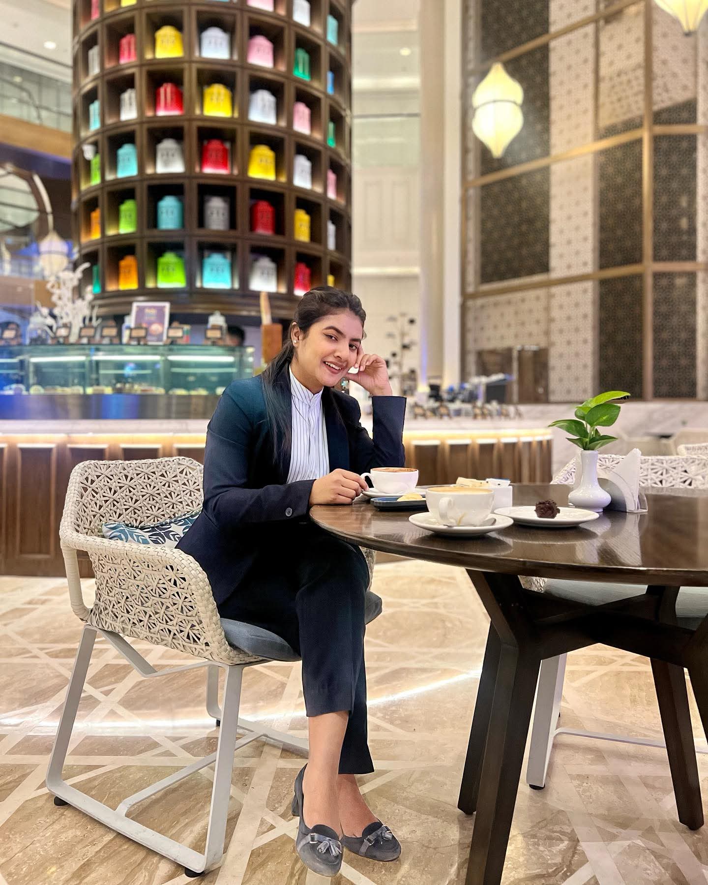 Prety Chowdhury — luxury hotel café blazer signature moment