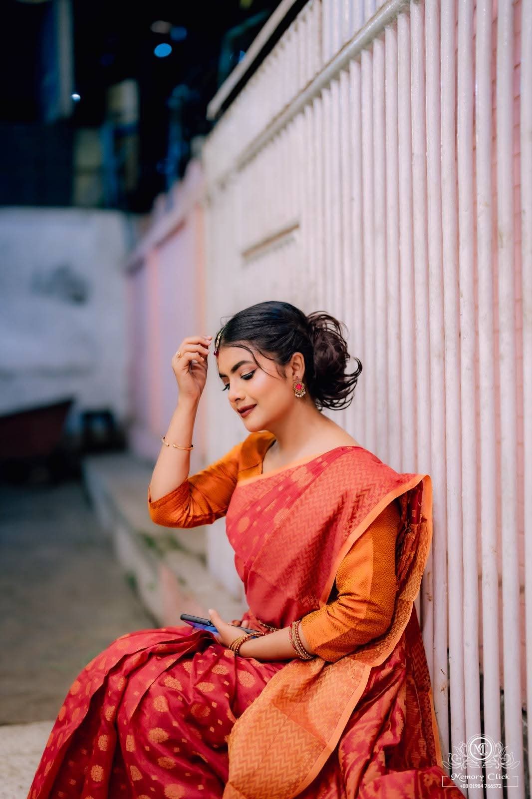 Prety Chowdhury — red & orange saree elegance